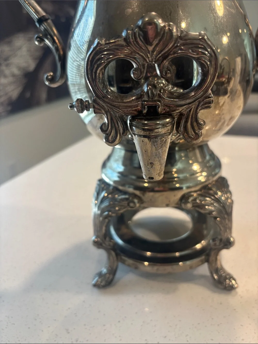 Vintage Ornate Silver-Plated Coffee Urn – Made in Indonesia